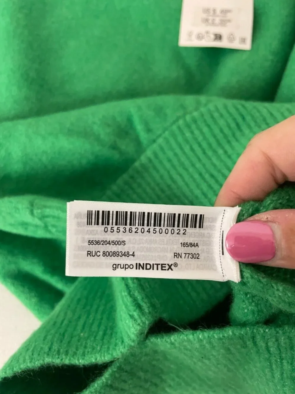 Zara Womens Sweater Jumper pullover S Green Crewneck Ribbed Hem 5536/204 NWT